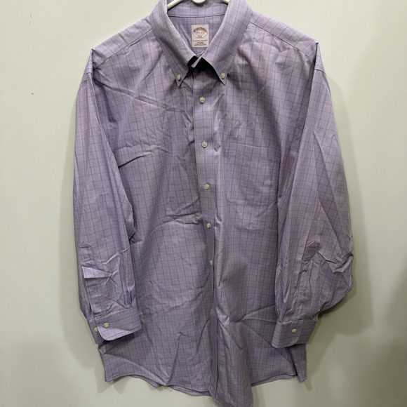 Brooks Brothers 346 Long Sleeve Button Up Shirt Men's 17 1/2- 2/3 Purple Plaid - Picture 10 of 11